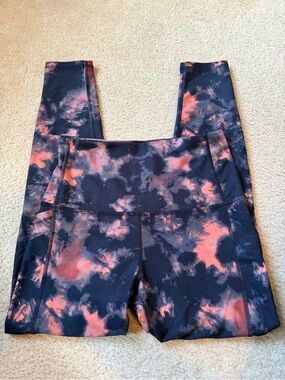 DSG Black and Coral Tie-Dye Active Leggings - size small